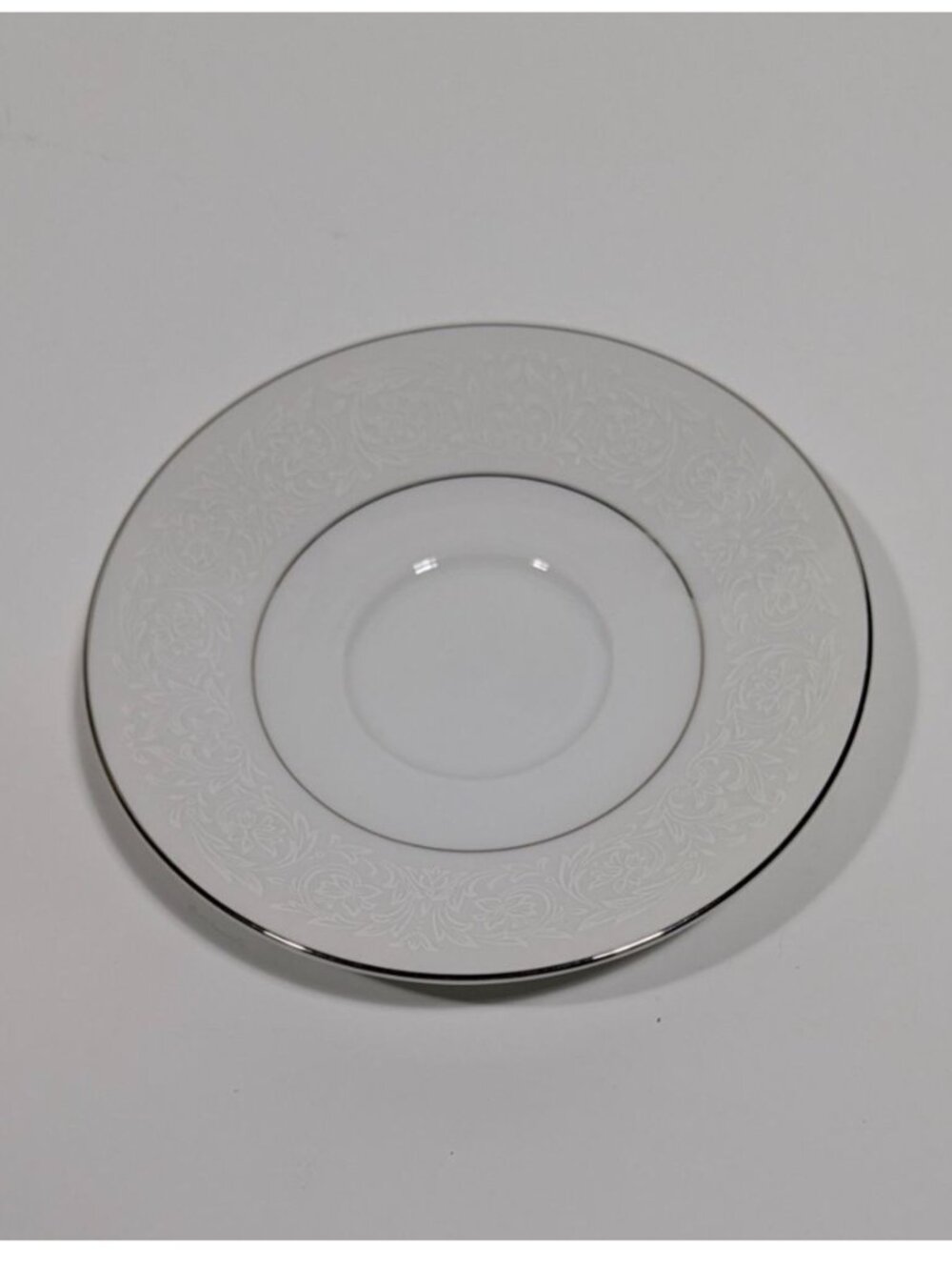 Majestic China Plymouth White Silver Floral Saucer Japan